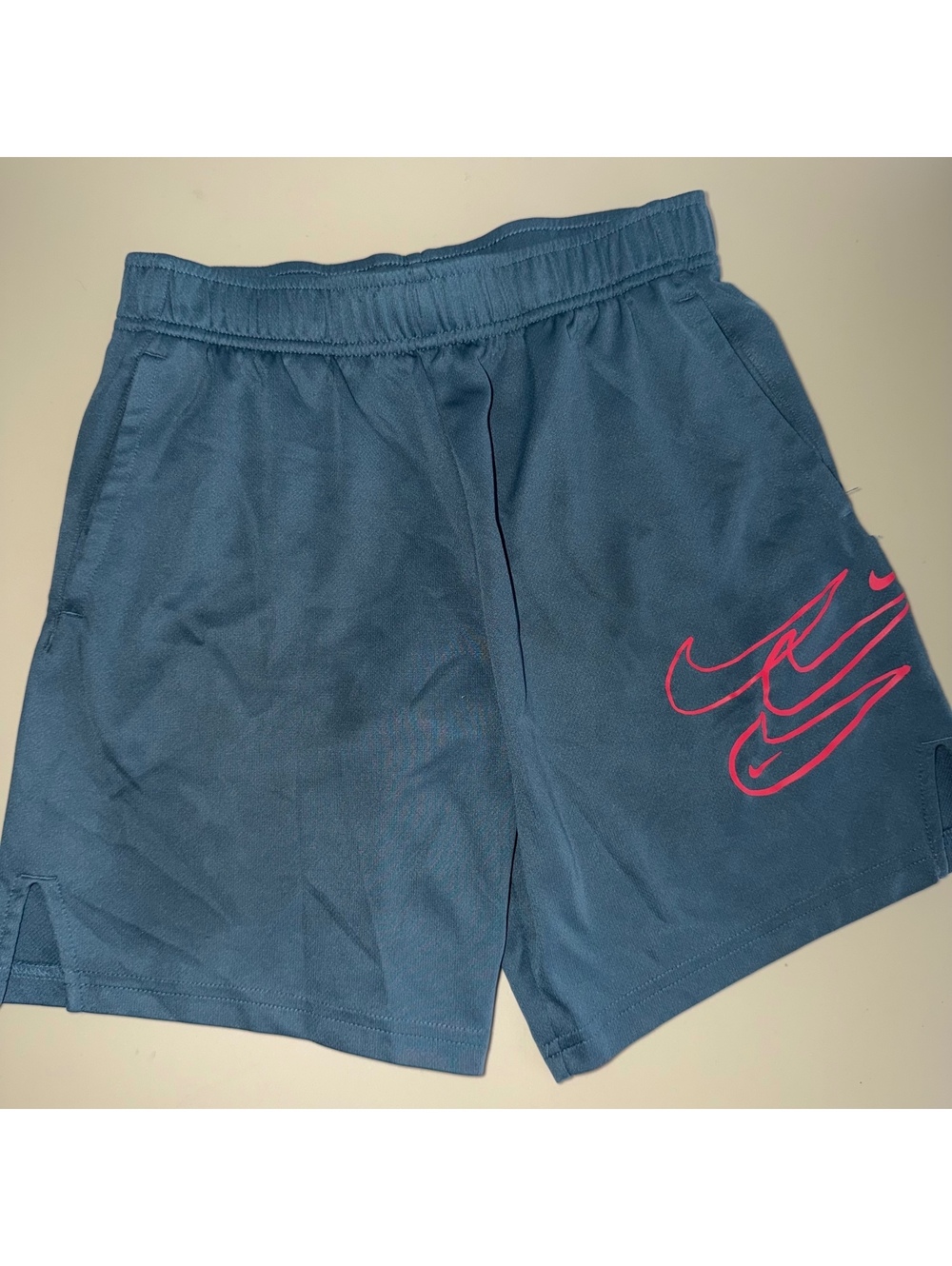 Nike Youth Medium Dri-FIT Blue Pink Swoosh Shorts